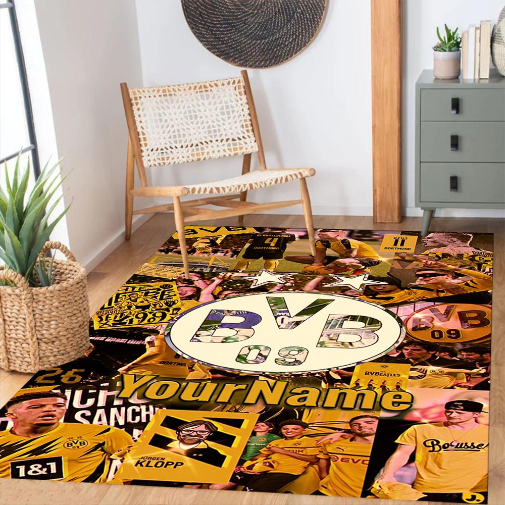 Borussia Dortmund Personalized Text Carpet Design for Entryway Study room Game Room Hallway Anti-slip Rug Anime Office Decor Spiritual Gift