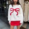 Women's Bow Jacquard Sweater Autumn/Winter Lazy Style Loose Warm Comfortable Hooded Knitted Sweater 3617 EMA