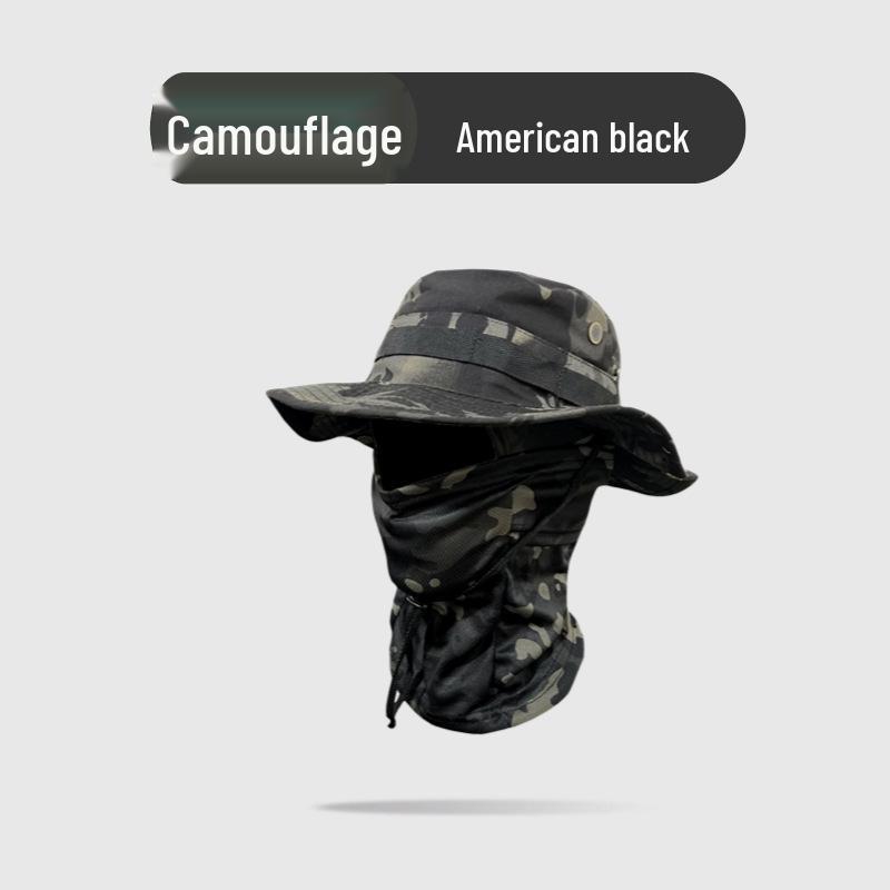 Camouflage Windproof Bucket Hat & Sunscreen Mask Set for Outdoor Activities