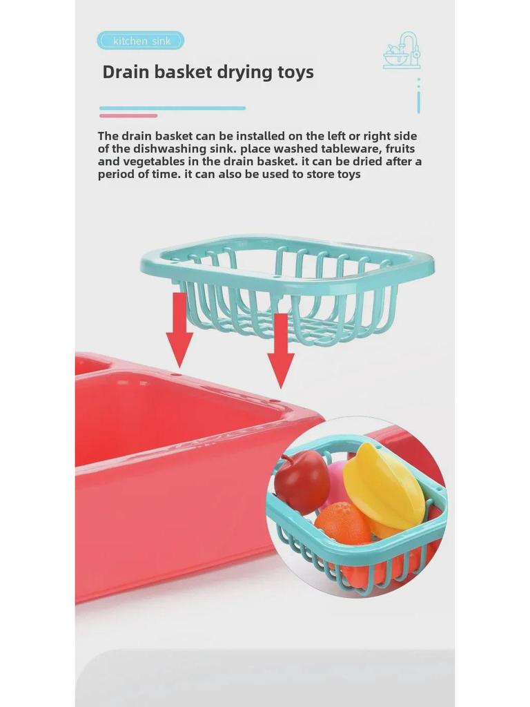 Детская электрическая игрушечная посудомоечная машина: Многоразовая мойка для воды и набор кухонных принадлежностей