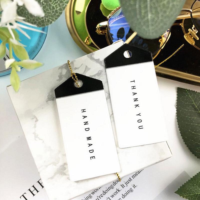 100Pcs Bookmark Handmade Thank You Message Paper Tags Note Hang Tag Gift Tag