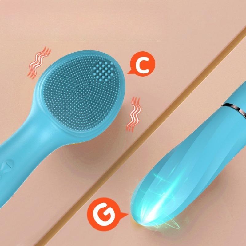 Retractable Vibrator Tongue Licking Sucking Vibrator Massager G-spot Stimulator Replaceable Facial Cleansing Brush Adult Sex Toy