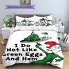 Green Eggs and Ham Pattern Bedding,Quilt Set Quilt Cover Pillowcase Home Birthday Gift (1 * duvet cover + 2 * pillowcase, without core)