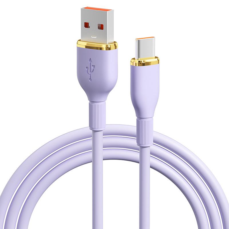 Кабель для передачи данных USB-C 100 Вт из жидкой мягкой резины с двумя разъемами для Apple и Huawei - сверхбыстрая зарядка PD 27 Вт (60W).