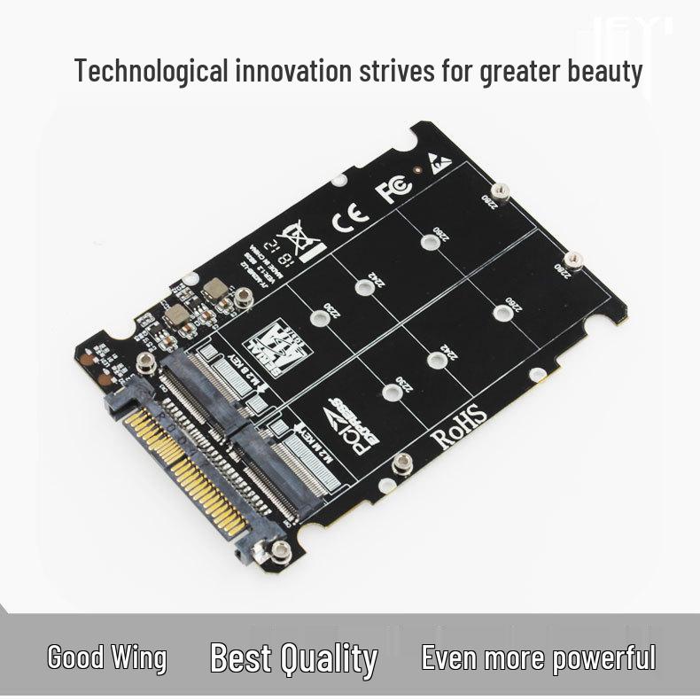 JiaYi U.2 to PCIe 3.0 x4 Adapter Card with SFF-8639 Dual SATA SSD Interface