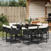 VidaXL 9-piece Garden Dining Set Black Cushions Braided Resin 3278141