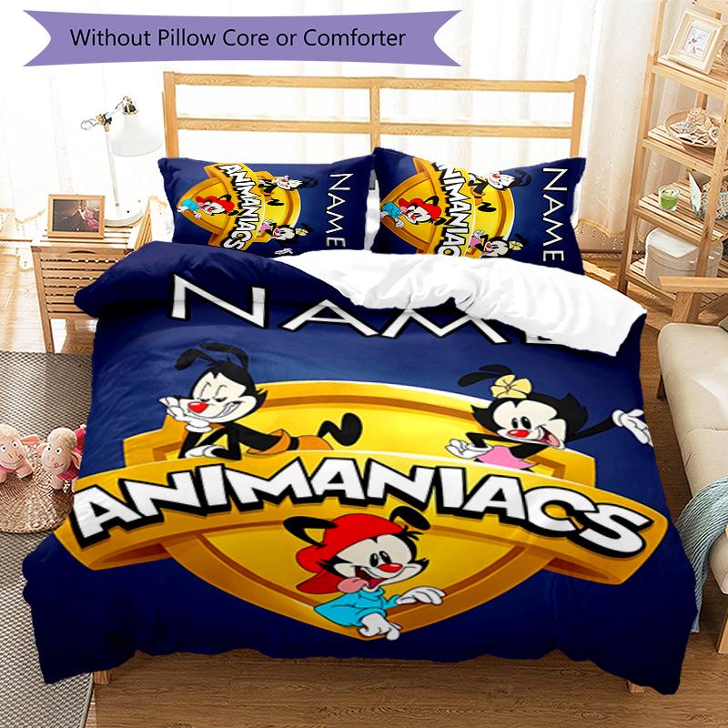 3pcs Custom Name Animaniacs Bedding Set Duvet Cover Closure Includes 1 Duvet Cover & 2 Pillowcases for All Seasons Bedroom Decor