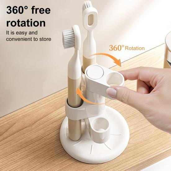 Подставка для зубных щеток, держатель для кистей для макияжа с противоскользящим основанием, вращающаяся на 360 градусов, подставка для хранения зубных щеток в ванной комнате.