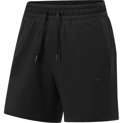 Li Ning Fitness Series однотонные свободные повседневные дышащие удобные спортивные шорты женские шорты черного цвета AKSU024-1