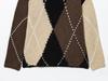 European Plaid Color Block Round Neck Sweater - Lazy Style