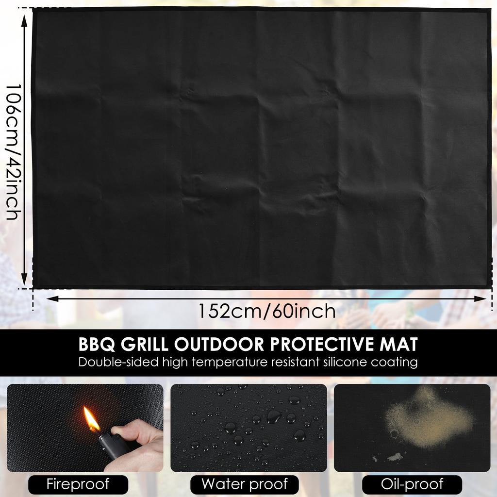 Under Grill Mat for Outdoor Grill,Double-Sided Fireproof Grill Pad Oil-Proof Waterproof BBQ Protector Fireplace/Fire Pit Mat