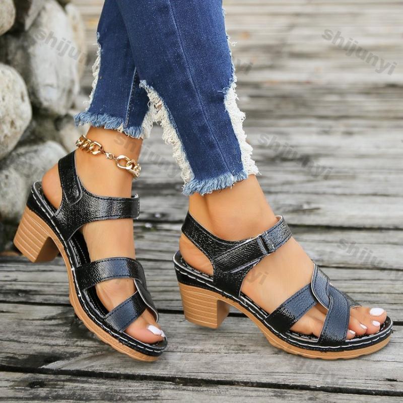 Fashion Women Platform High Heels Sandals 2025 Summer Dress Chunky Open Toe Shoes New Design Brand Slingback Sandals Female Zapatos Muje