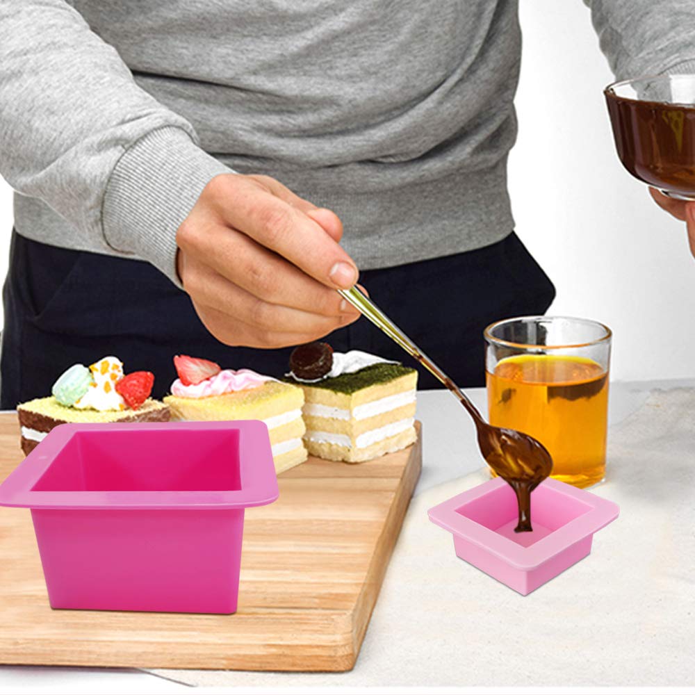 2 Pcs Non-Stick Square Baking Silicone Molds Quick Release Bread Pan Bakeware Tray for Cheese Cake Tier Cake Handmade Toast Mold