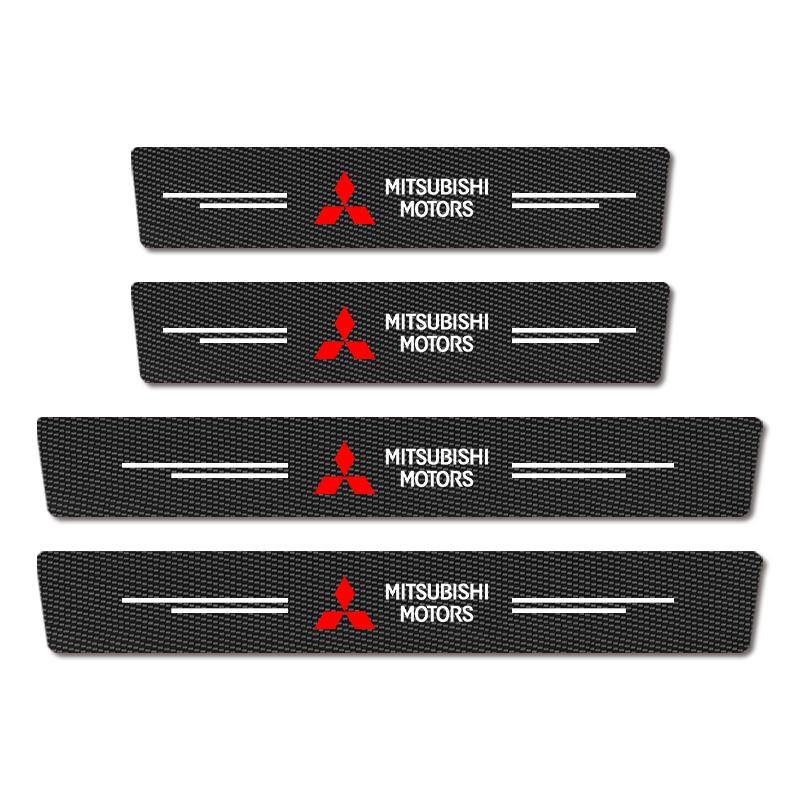New Car Door Plate Carbon Fiber Threshold Protector Sticker Decals For Mitsubishi Outlander ASX Lancer Pajero EVO L200 Lancer EX