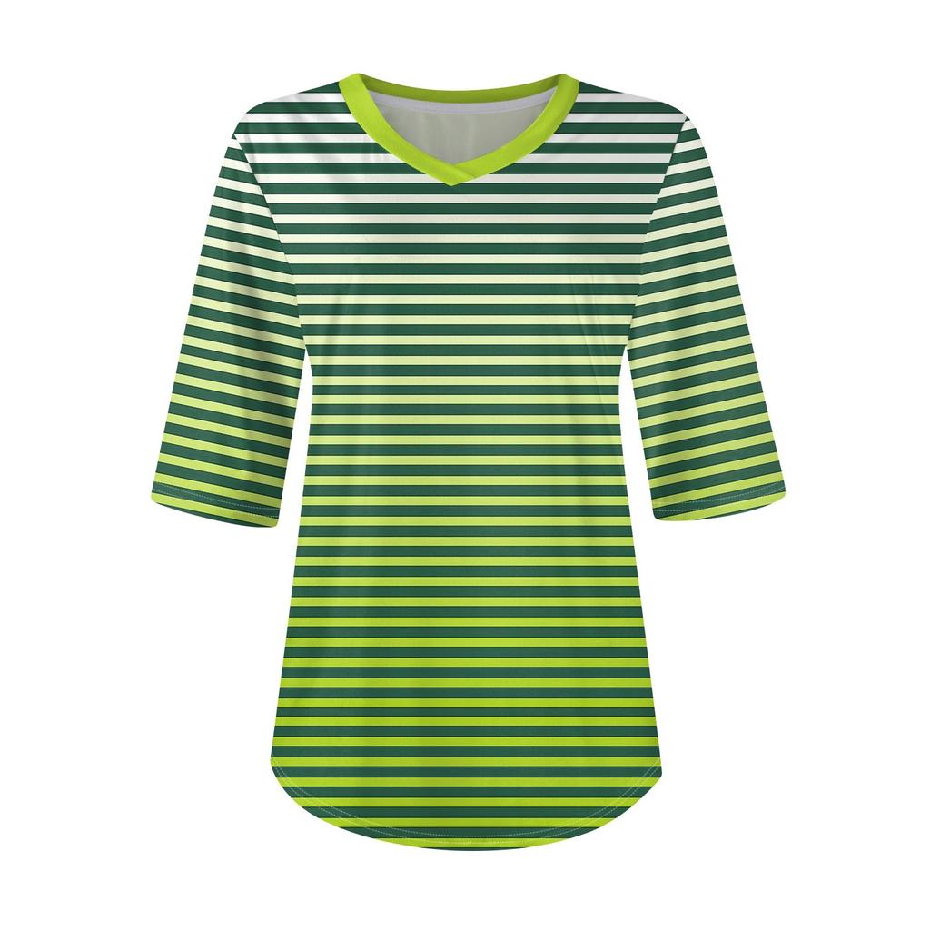 Рубашки для женщин Модные футболки с V-образным вырезом Повседневные блузки с принтом Топы с коротким рукавом для женщин