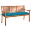 Day and Night - Day and Night 3-seater Garden Bench Solid Eucalyptus Wood and Cushion 150 Cm
