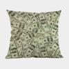 New Us Dollar Decorative Sofa Throw Pillows 18 Inches Square Linen Cotton Money Print Ofiice Chair Seat Cushion Cover Home Decor