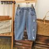 Girls' Jeans, Spring Clothes Children's Pants Stylish and Loose Baby Pants Spring and Autumn Styles
