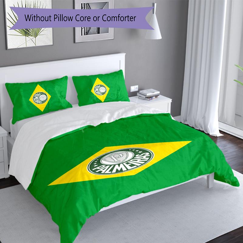3pcs SE Palmeiras logo pattern bedding set duvet cover set includes duvet cover &pillowcases, perfect all season bedroom decoration & gift