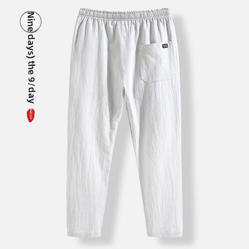 Мужские свободные повседневные брюки Ice Silk Linen 9-Point