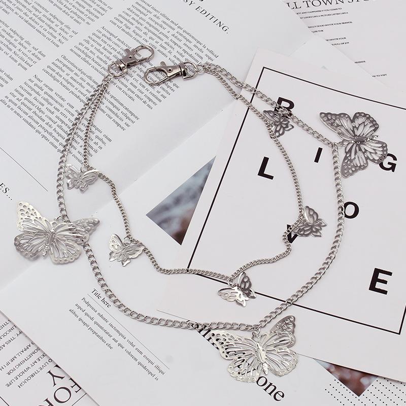 Модная поясная цепочка Достойная Instagram Универсальная Двухъярусная Ретро Цепочка с Бабочками Многоярусное Ожерелье с Бабочками для Женщин