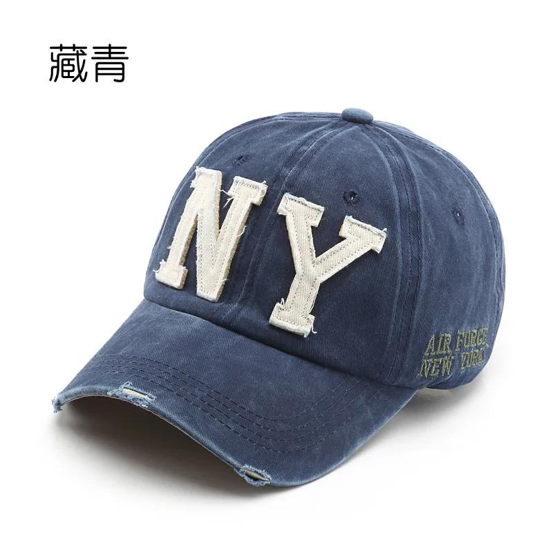 Summer Men's Baseball Cap for Women Cap Washed Cotton Soft Top Snapback Hat Big Letters NY Embroidery Casquette Unisex