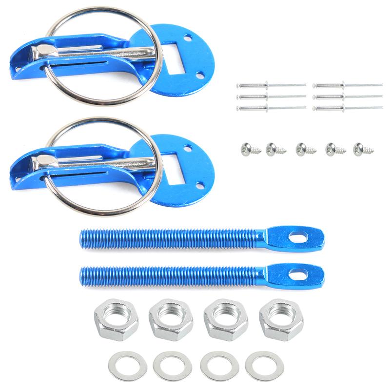 Hood Pin Kit, Universal Bonnet Hood Pins Lock Latch Kit Aluminum Racing Latch Catch Pin Key Locking Kit Car Accessories Replace
