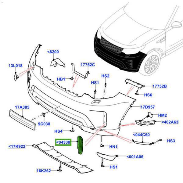 LR083062/LR083061: Front Left Bumper Intake Grille for 2017-2020 Land Rover Discovery