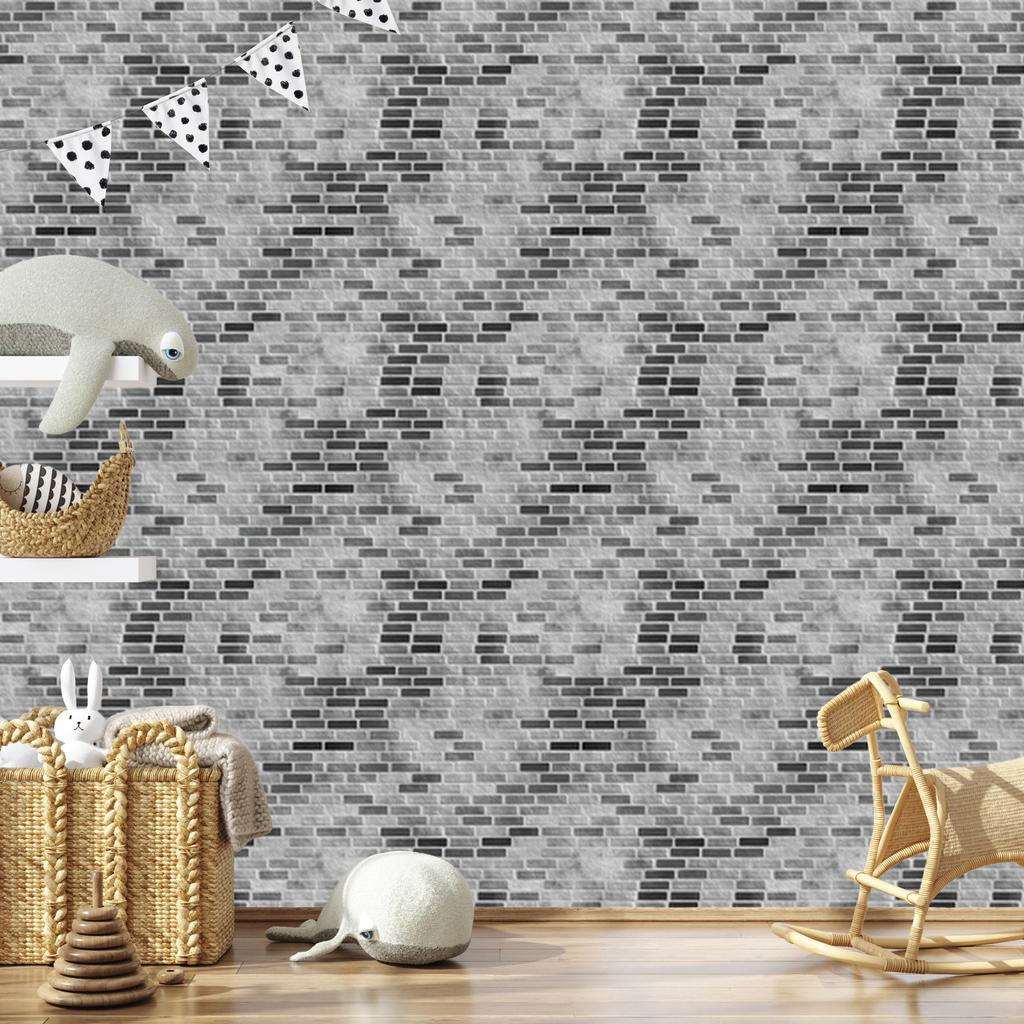 Modern Gray Brick 3D Wallpaper and Brick Effect for Living Room and Bedroom 50x1000