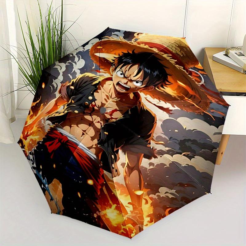 1pc Monkey D. Luffy One Piece Automatic Folding Umbrella with 8-Rib Compact & Lightweight Design, Self-Opening/ Closing062