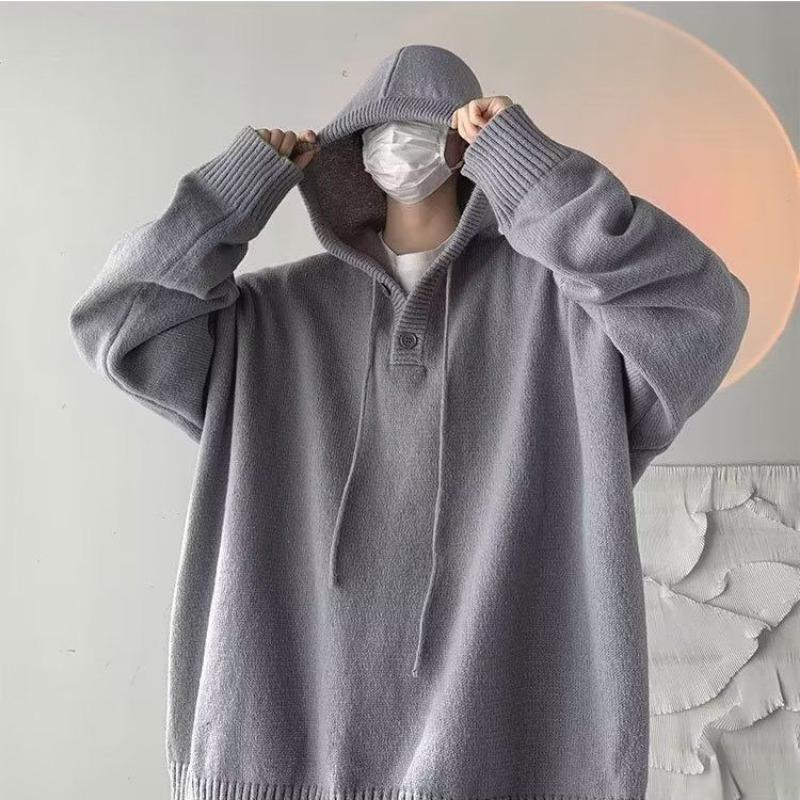 Осень Зима Новый Гонконгский Стиль Толстовка с Капюшоном Мужская Парная Студенческая Однотонная Куртка Пуловеры