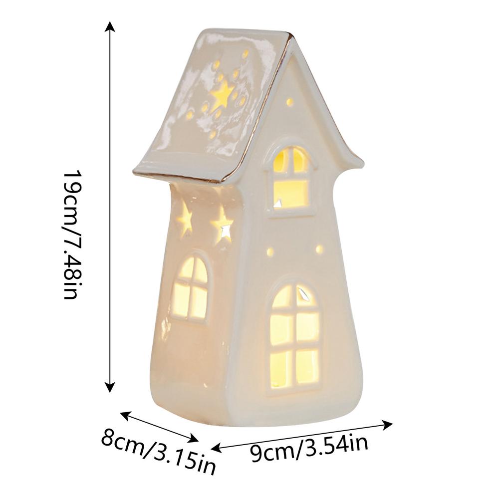 Керамический Рождественский Домик Деревня Украшение Светодиодная Подсветка Рождественская Елка Коттедж Настольные Домашние Украшения Рождественская Лампа Декор Комнаты