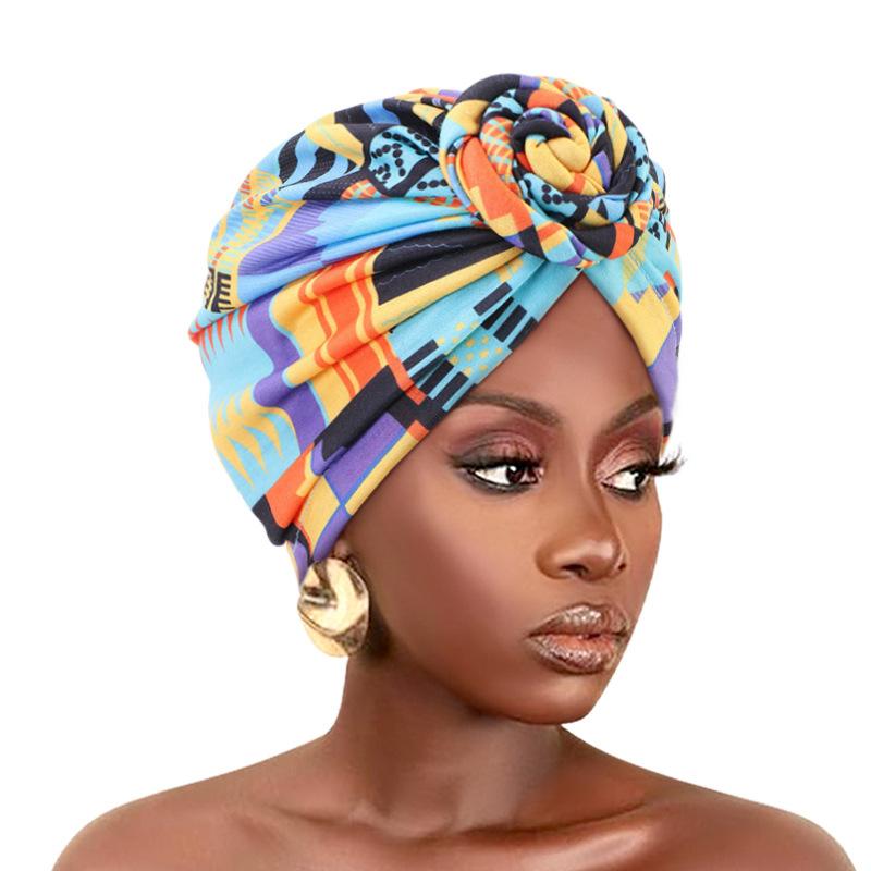 Европейская и американская этническая шапка-платок с цветком в виде диска ветра, эластичная индийская шапка с принтом, шапочка для химиотерапии Tjm-342B