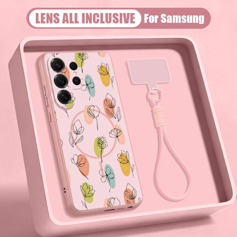 Чехол с мультяшным рисунком астронавта для Samsung S26 S25 Ultra S24 S23 FE S22 A15 A16 A17 A35 A36 A37 A54 A55 A56 A57 5G Гибридный Магнитный Матовый Чехол