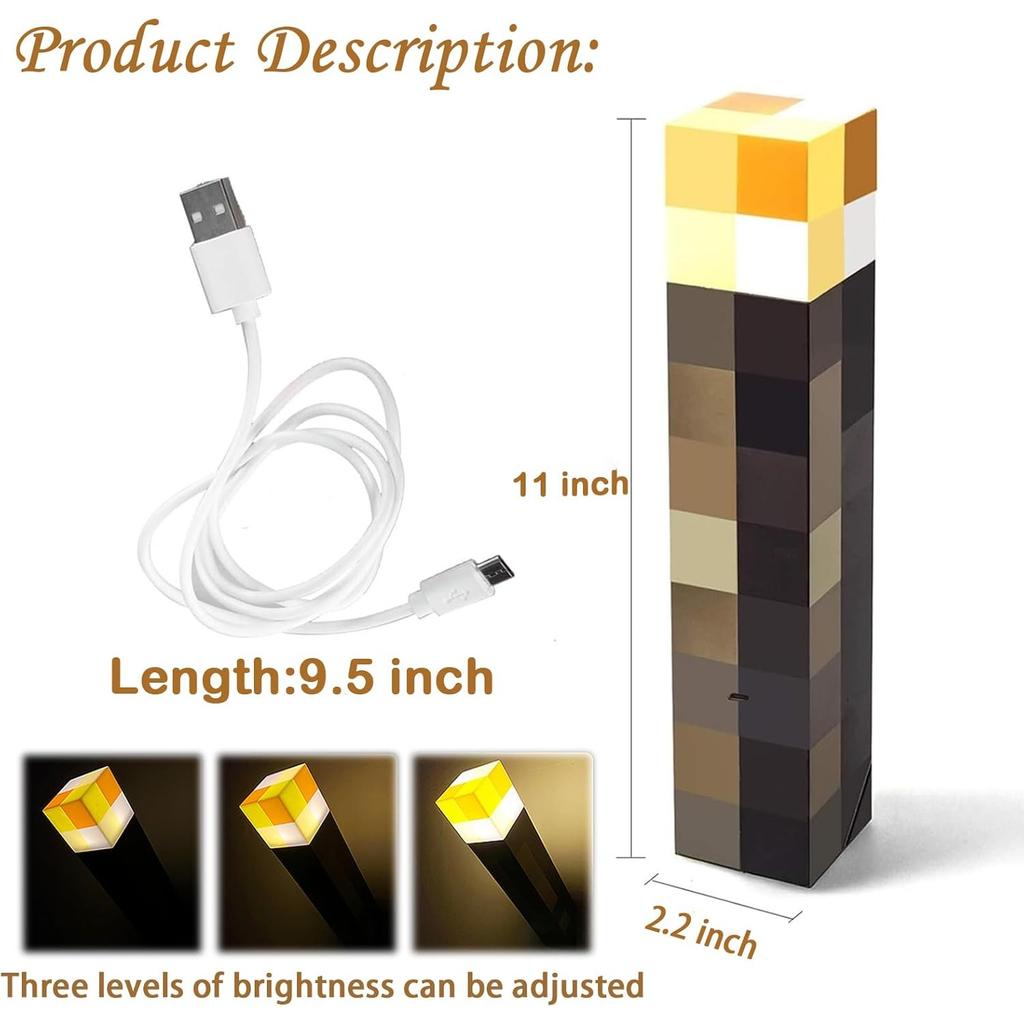 Светящийся настенный светильник-факел Фонарик - Ночник с USB-зарядкой, 4 режима освещения - Настенное или ручное светодиодное освещение для детской игровой комнаты