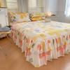 Printed Bed Skirt Skin-Friendly Bed Skirt Single Piece Single Double Bed Cover Three-Piece Set Double Layer Lace Bed Skirt Bed Cover