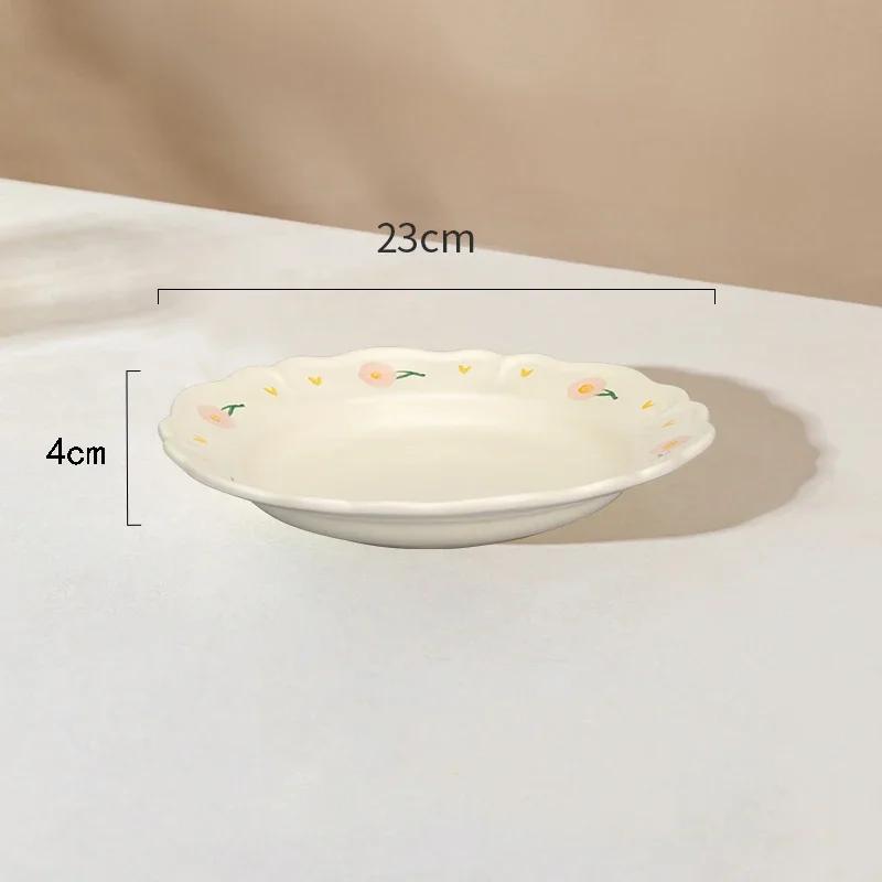 Ретро Цветочная Керамическая Тарелка Модная Креативная Вкусная Суповая Чаша Домашняя Послеобеденная Чашка Десерт Фруктовые Тарелки Изысканная Рыбная Тарелка