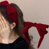 Красная Черная Бархатная Широкая Повязка-Бант для Девочек Женщин Зимняя Повязка на Голову Модная Темпераментная Новогодняя Аксессуары для Волос