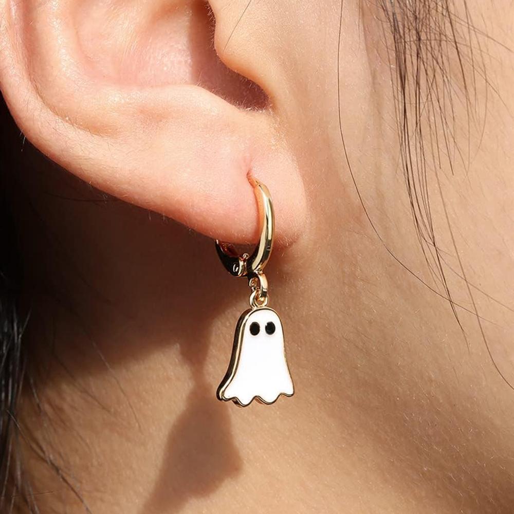 1 пара сережек-подвесок с эмалью золотого цвета на Хэллоуин для женщин в готическом стиле сладкие панк-ювелирные изделия