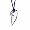 Bull Horn Design Wolf Tooth Necklace Punk Crescent Tooth Leather Rope Necklace  Women