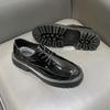 Повседневные мужские туфли из натуральной кожи в британском стиле, с круглым носком, увеличивающие рост, черные, на платформе, 20353-T