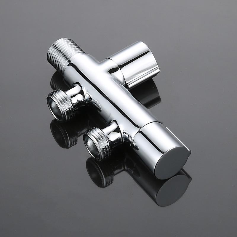 Copper G1/2 Triangle Valve One Into Two Out Double Water Double Control Angle Valve Toilet Water Inlet Switch Faucet
