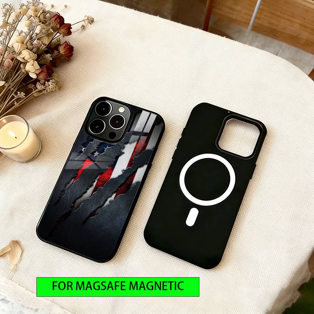 Художественный чехол для телефона с американским флагом для iPhone 17, 16, 15, 14, 13, 12, 11 Plus, Pro, магнитный, для беспроводной зарядки MagSafe