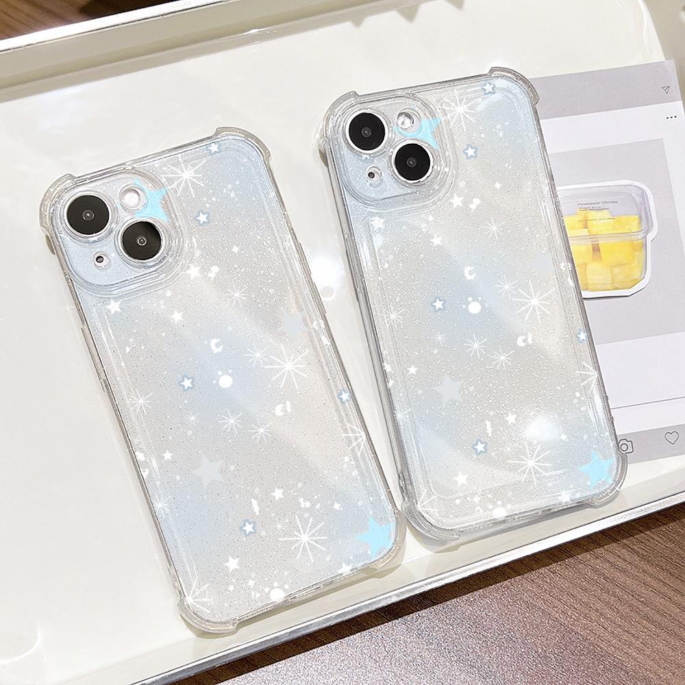 Чехол для телефона iPhone17ProMax с блестками, четырехсторонней защитой, стиль 'Full screen stars', 16 Apple, полный доступ, 14/15, нишевый