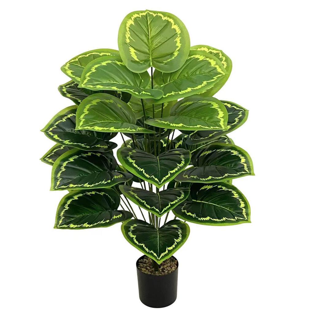 Artificial Green Plant with Phoenix Tail and Yellow Peacock Leaf