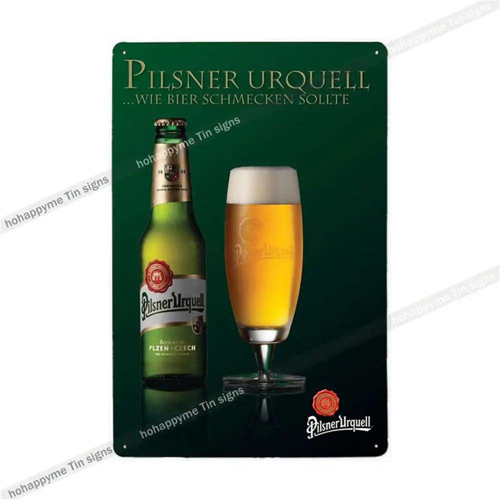 Pilsner Urquell Металлический Настенный Постер Бельгийское Пиво Знак Винтажный Бар Пещера Мужчины Клуб Жестяная Картина Декор Табличка Украшение 20x30см