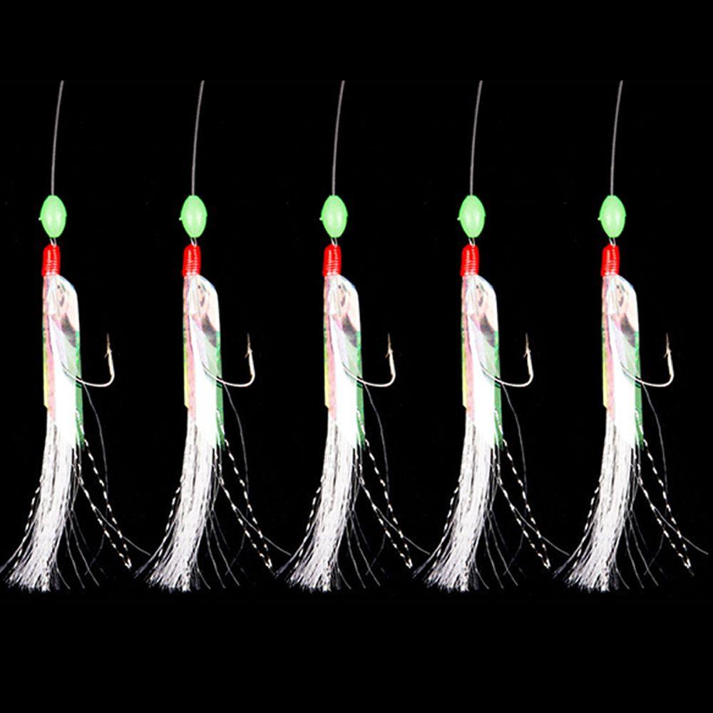 Crystal Barbed Bait Hooks Mackerel Feathers Mackerel Barbed Hook Bass Cod Lures Sea Fishing Rigs