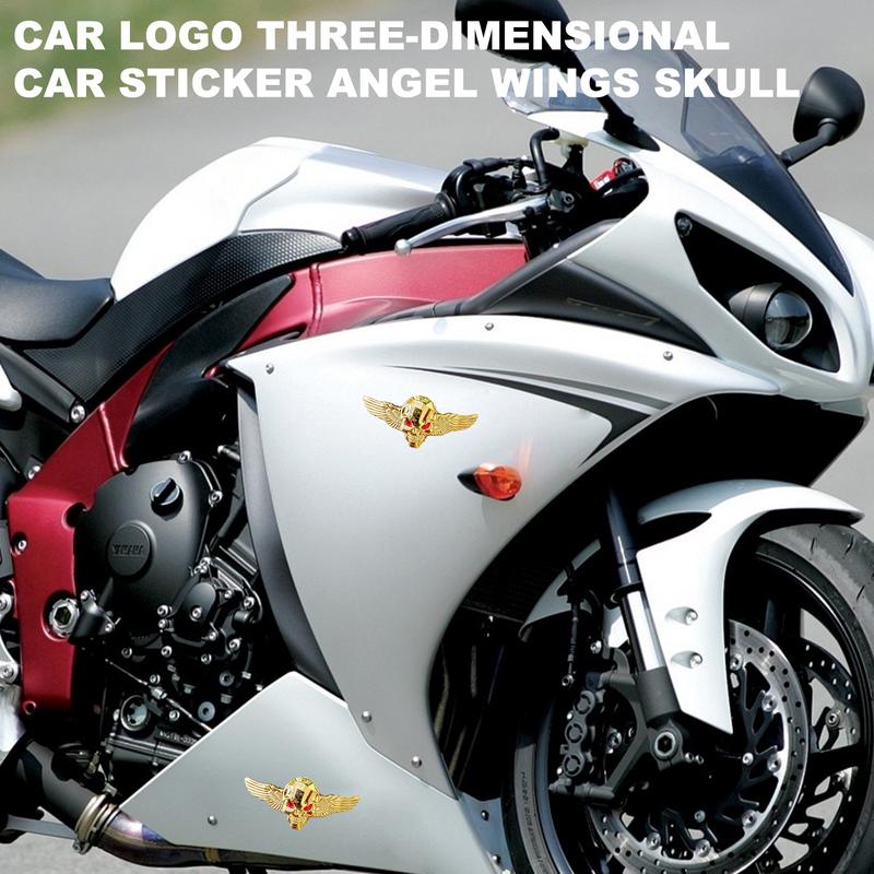 3D Металлическая Наклейка Череп Крылья Ангела Эмблема Автомобиля Наклейка для Украшения Бампера Голова Черепа Наклейка на Бак Мотоцикла Для Автомобильных Аксессуаров