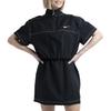 Nike Однотонное платье с микро-логотипом, повседневное, со стойкой, с короткими рукавами, женское, черное DM6197-010