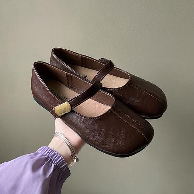 Новая весенняя женская обувь для улицы Дизайн с круглым носком Туфли Мэри Джейн Женские повседневные туфли на плоской подошве Рабочие туфли-лодочки Большой размер